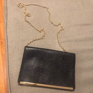 Halogen black and gold wallet on a chain purse